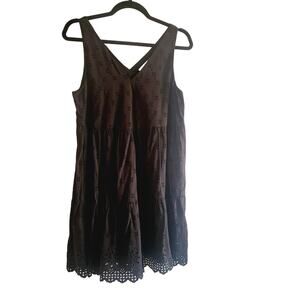 Loft S black eyelet fully lined dress